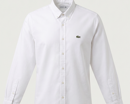 Lacoste White Slim Fit Long Sleeve Button-Down Shirt