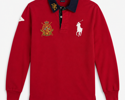 Polo Ralph Lauren Red Long-Sleeve Crested Custom Fit Polo Shirt