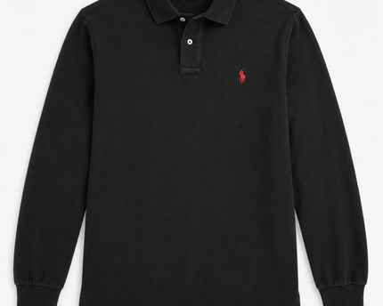Polo Ralph Lauren Black Long Sleeve Slim Fit Polo Shirt