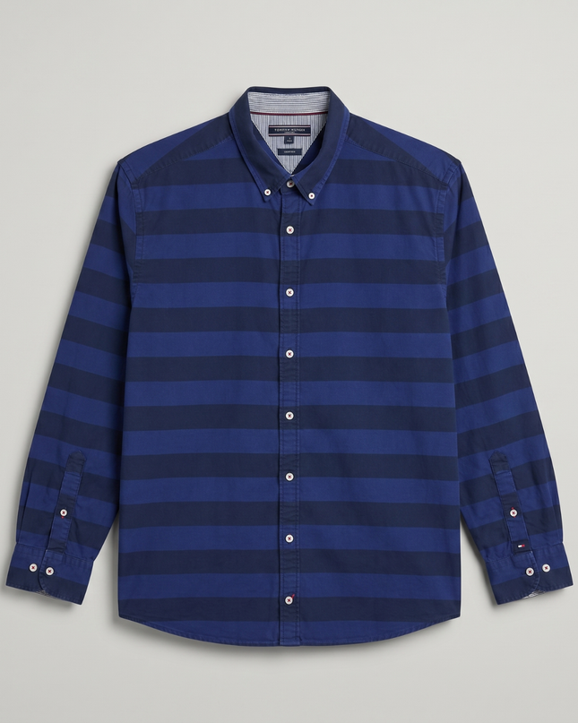 Tommy Hilfiger Blue Striped Long-Sleeve Button-Down Shirt