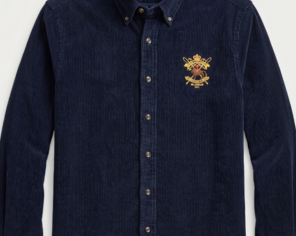 Ralph Lauren Navy Blue Corduroy Classic Fit Button-Down Shirt
