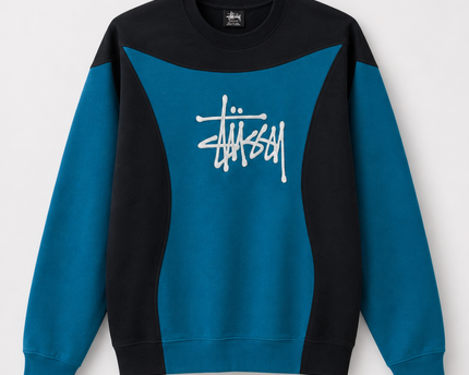 Stussy Black/Teal Paneled Logo Sweatshirt