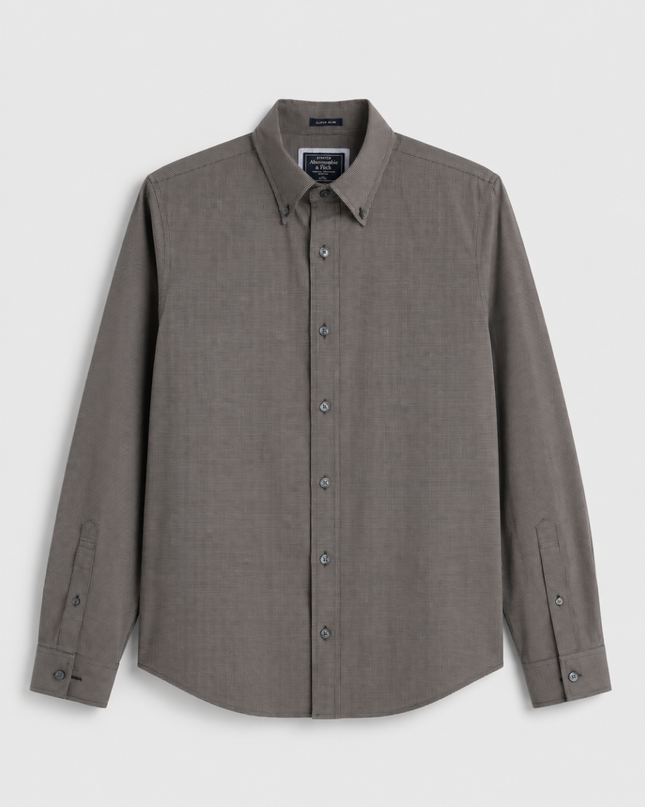 Abercrombie & Fitch Grey Check Super Slim Stretch Shirt