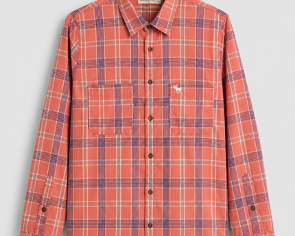 Abercrombie & Fitch Coral Plaid Button-Down Shirt