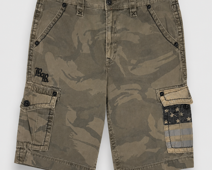 Rock Revival Men's Camo Cargo Shorts with Fleur-de-lis Accents