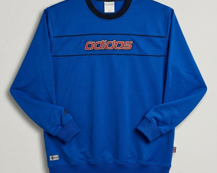 Adidas Blue Vintage Style Logo Crewneck Sweatshirt
