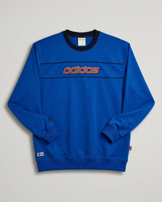 Adidas Blue Vintage Style Logo Crewneck Sweatshirt