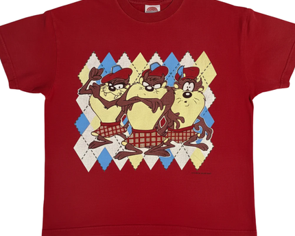 Looney Tunes Red Vintage 1993 Taz Tasmanian Devil Scottish Kilt Graphic Tee