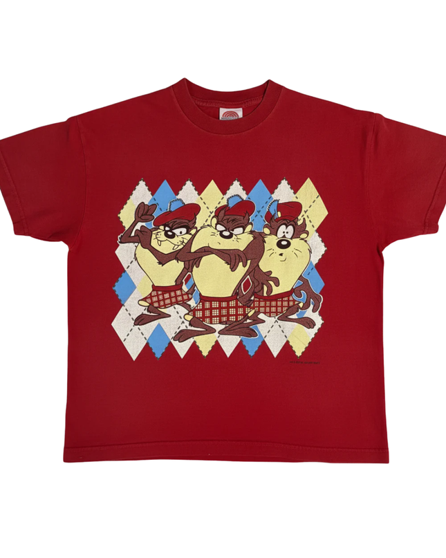 Looney Tunes Red Vintage 1993 Taz Tasmanian Devil Scottish Kilt Graphic Tee