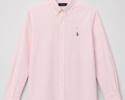 Polo Ralph Lauren Pink Knit Oxford Long Sleeve Shirt
