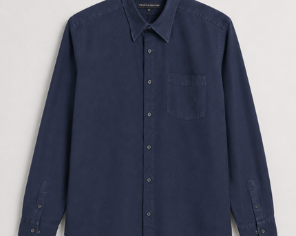 Tommy Hilfiger Classic Navy Blue Long Sleeve Button-Down Shirt