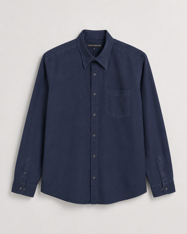 Tommy Hilfiger Classic Navy Blue Long Sleeve Button-Down Shirt