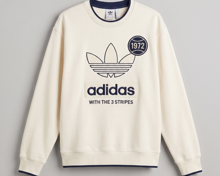 Adidas Cream Graphic Crewneck Sweatshirt