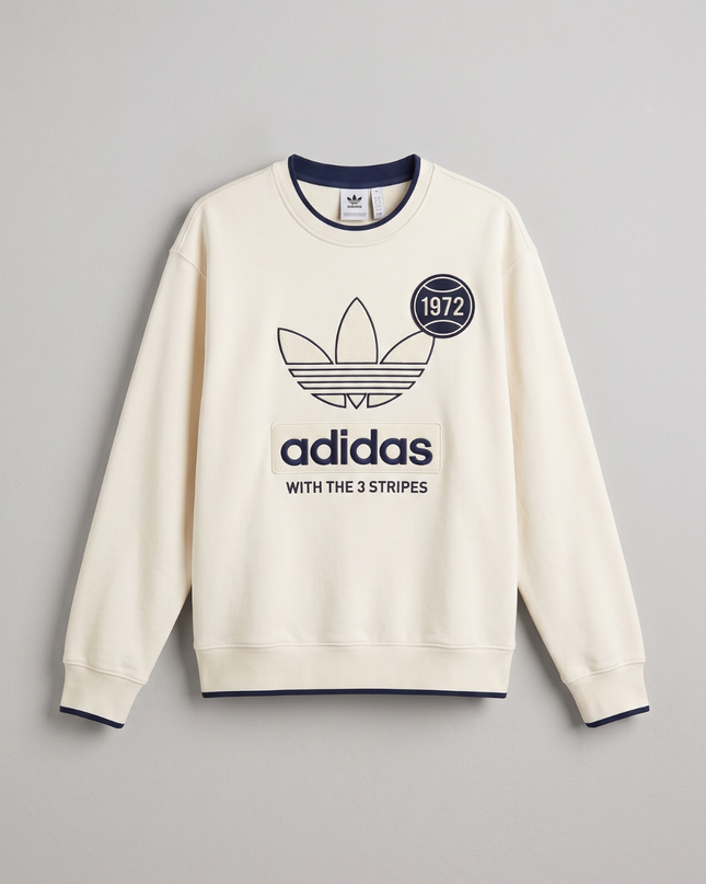 Adidas Cream Graphic Crewneck Sweatshirt