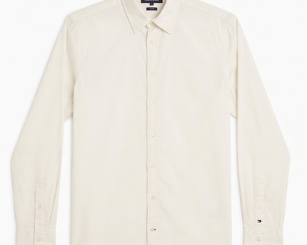 Tommy Hilfiger Men's White Stretch Cotton Long Sleeve Button-Down Shirt