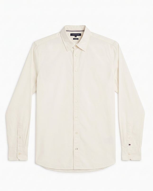 Tommy Hilfiger Men's White Stretch Cotton Long Sleeve Button-Down Shirt