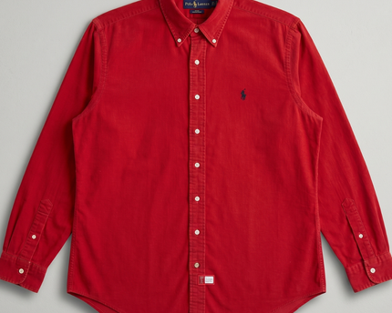 Ralph Lauren Red Long-Sleeve Cotton Button-Down Shirt