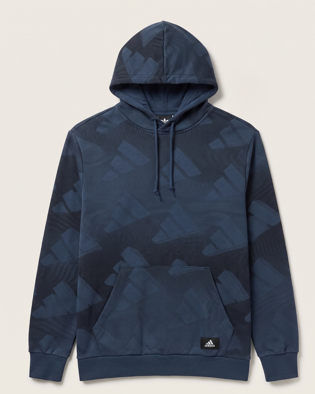 Adidas Blue Allover Logo Graphic Hoodie
