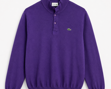Lacoste Purple Quarter-Button Knit Sweater