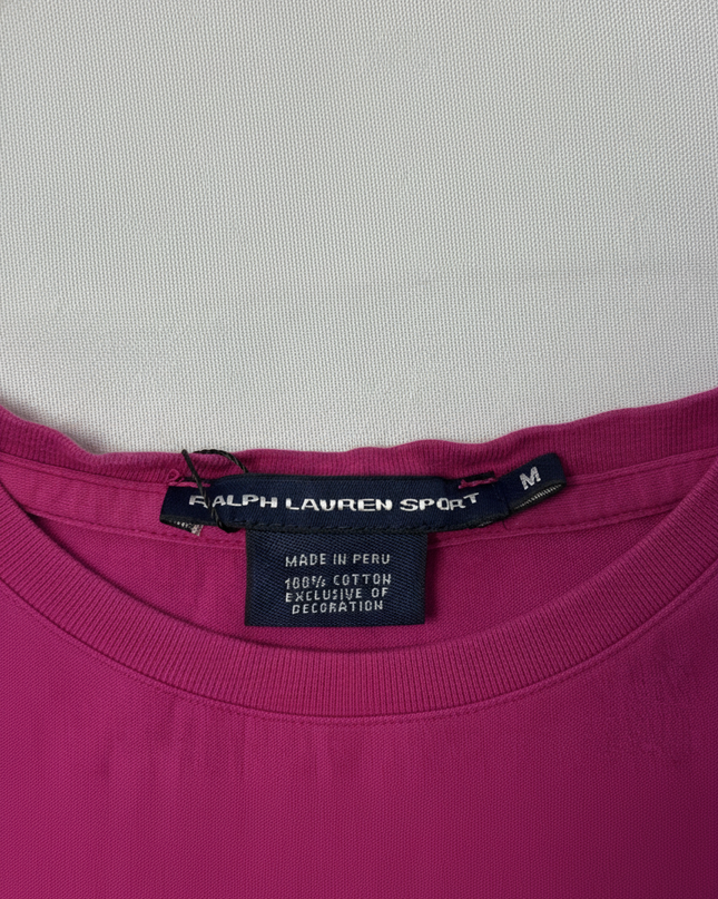 Ralph Lauren Sport V-Neck Embroidered Polo Pony Pink T-Shirt