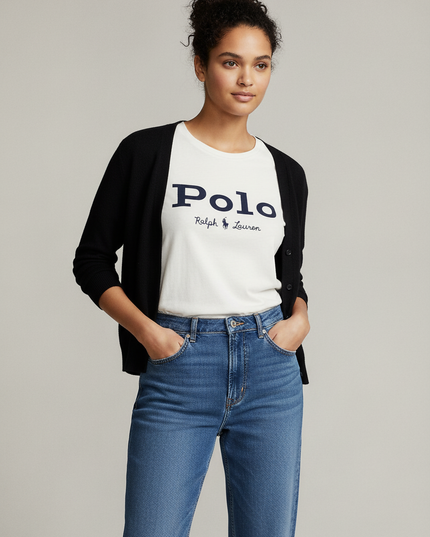 Ralph Lauren White Logo Casual Chic Graphic T-Shirt
