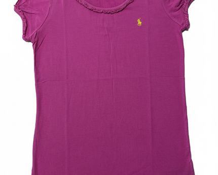 Ralph Lauren Ruffled Neck Puff Sleeve Pink T-Shirt