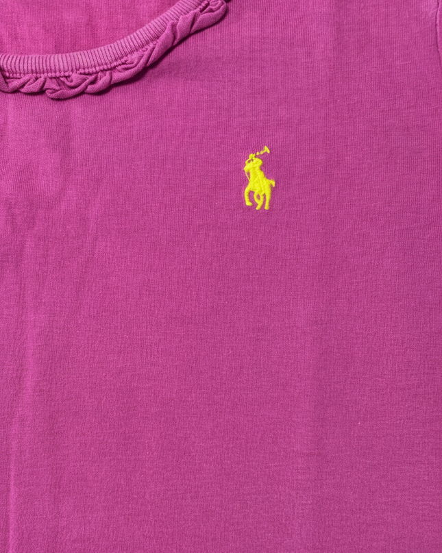 Ralph Lauren Ruffled Neck Puff Sleeve Pink T-Shirt