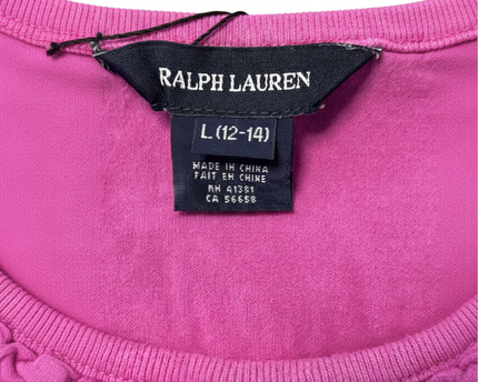 Ralph Lauren Ruffled Neck Puff Sleeve Pink T-Shirt
