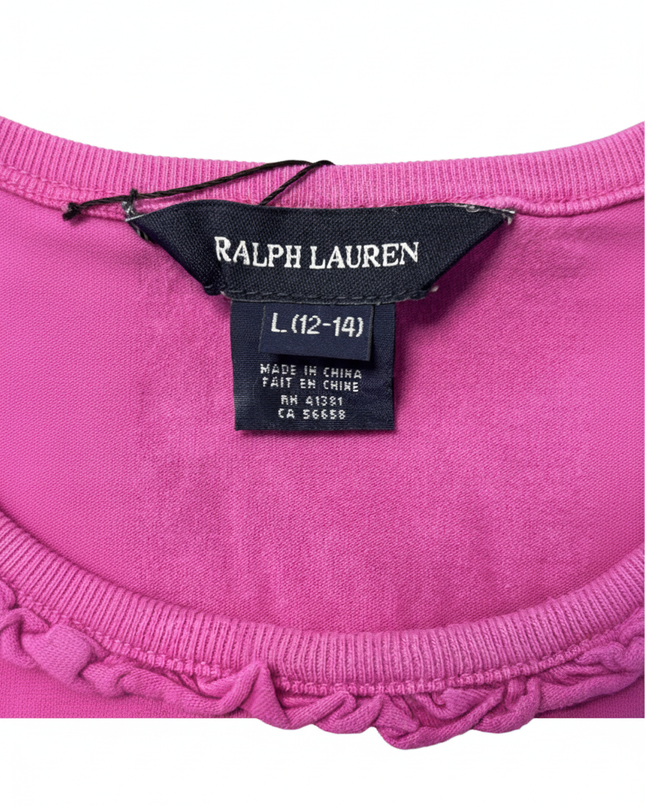 Ralph Lauren Ruffled Neck Puff Sleeve Pink T-Shirt
