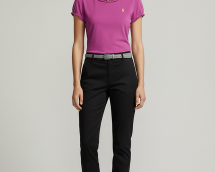 Ralph Lauren Ruffled Neck Puff Sleeve Pink T-Shirt