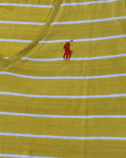 Ralph Lauren Sport Classic Fit Yellow Striped V-Neck T-Shirt