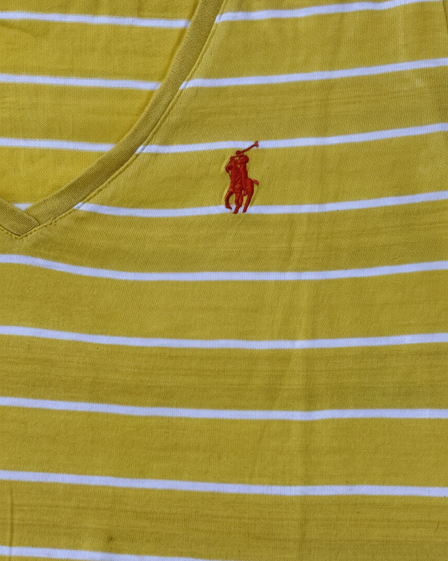 Ralph Lauren Sport Classic Fit Yellow Striped V-Neck T-Shirt