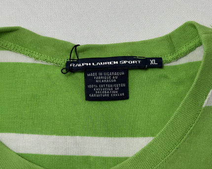 Ralph Lauren Sport Green & White Striped Cotton Long-Sleeve T-Shirt