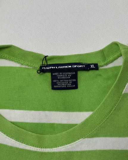 Ralph Lauren Sport Green & White Striped Cotton Long-Sleeve T-Shirt