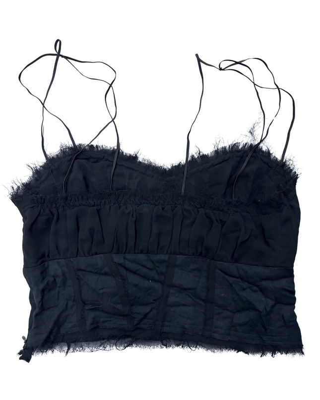 UO Ronny Raw-Edge Black Cami - XS