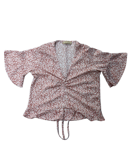 Rocket Fashion | Victoria Style V-Neck Floral Chiffon Blouse