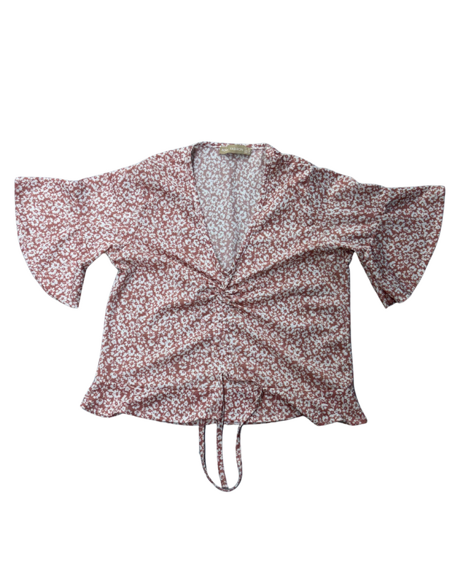 Rocket Fashion | Victoria Style V-Neck Floral Chiffon Blouse