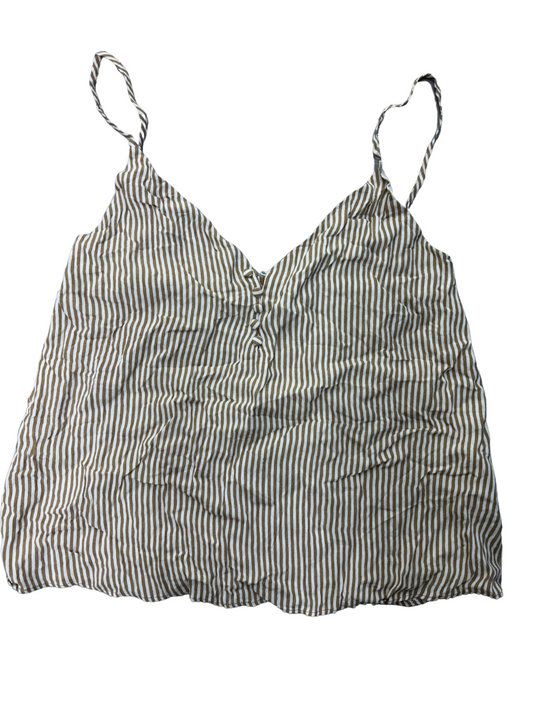 Women Striped Cami Lace Up V-Neck