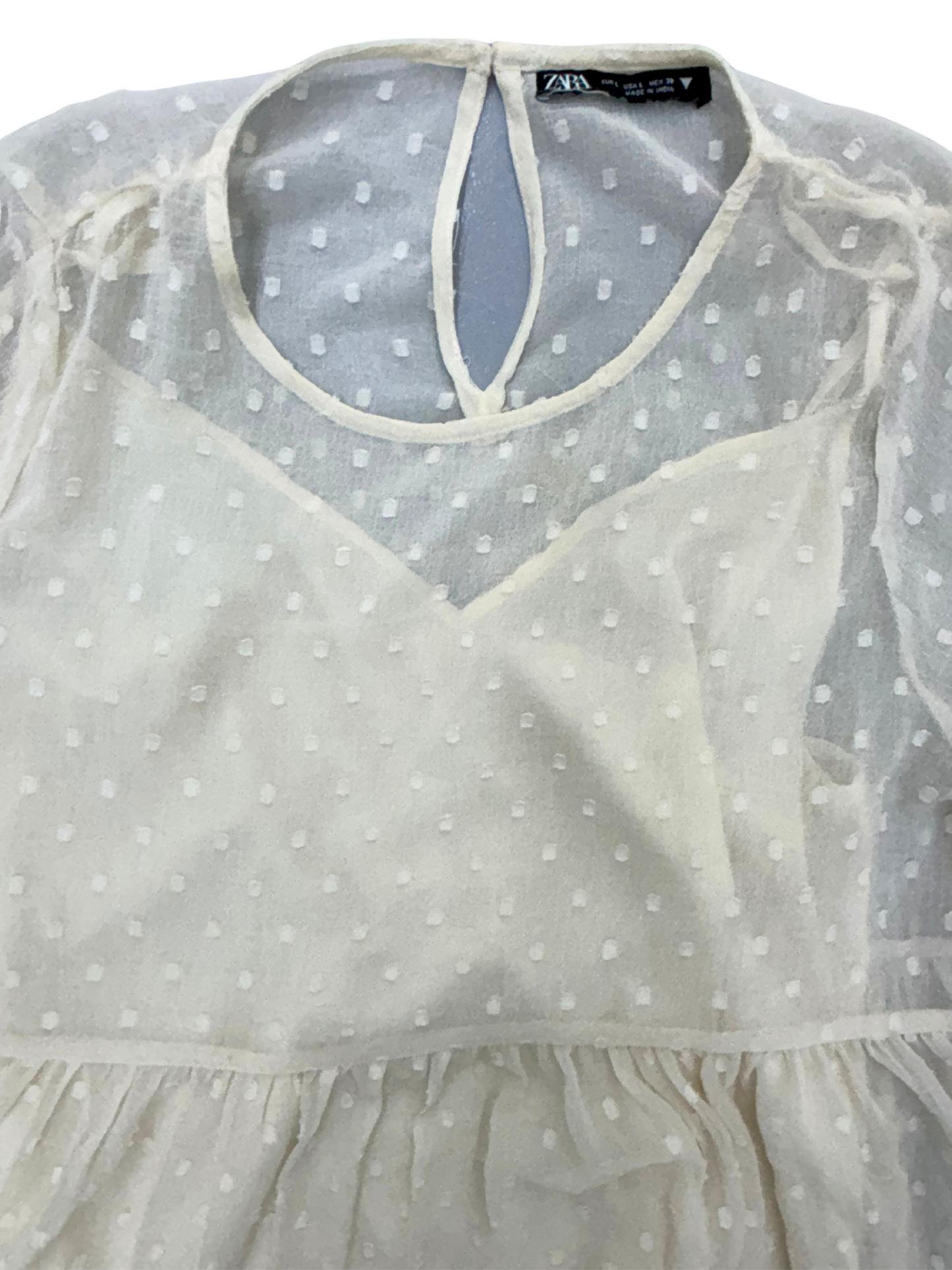 Zara Swiss Dot Dress Long Pale Pink - L