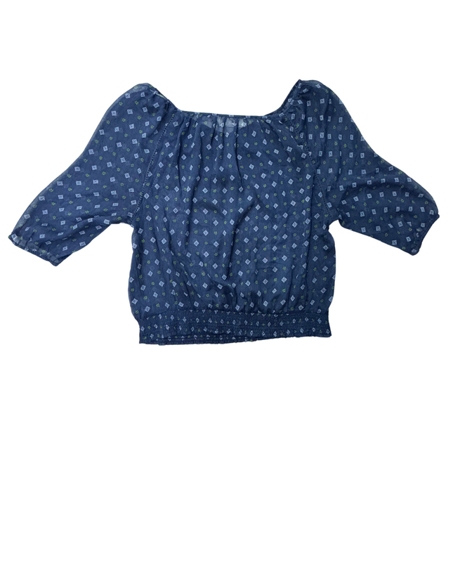 Abercrombie & Fitch Navy Blue White Polka-Dot Blouse