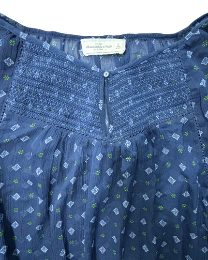 Abercrombie & Fitch Navy Blue White Polka-Dot Blouse