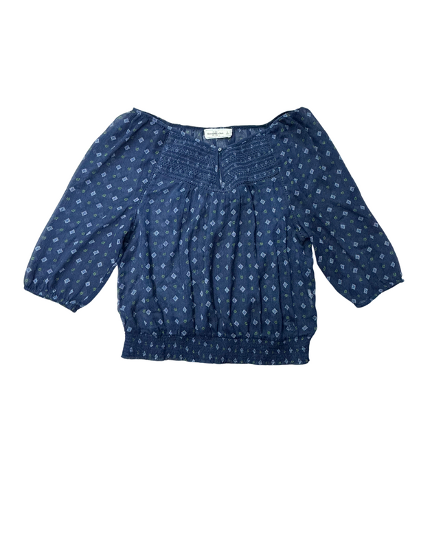 Abercrombie & Fitch Navy Blue White Polka-Dot Blouse