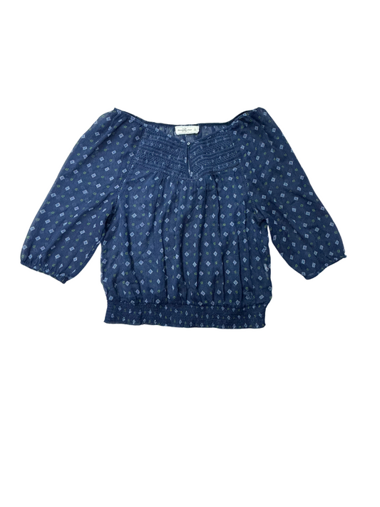Abercrombie & Fitch Navy Blue White Polka-Dot Blouse