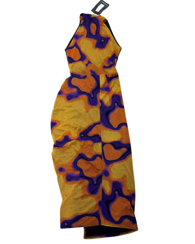 Pretty Little Thing Tye Dye High Neck Cut Out Midi Dress - XS