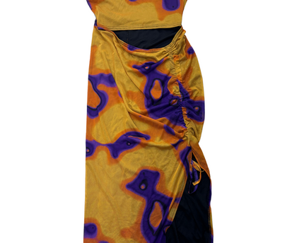 Pretty Little Thing Tye Dye High Neck Cut Out Midi Dress - XS