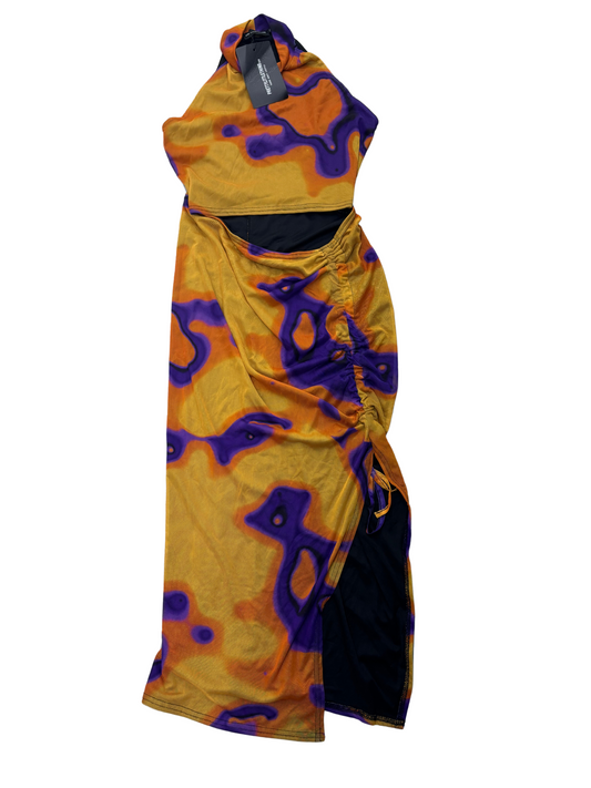 Pretty Little Thing Tye Dye High Neck Cut Out Midi Dress - XS