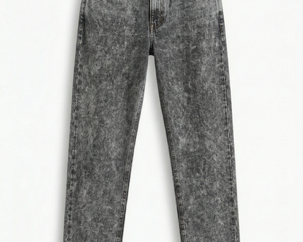 Vintage Gray Acid Wash High-Waisted Tapered Jeans