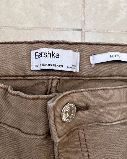 Bershka Flare Brown Denim Jeans - S | Waist: 28"