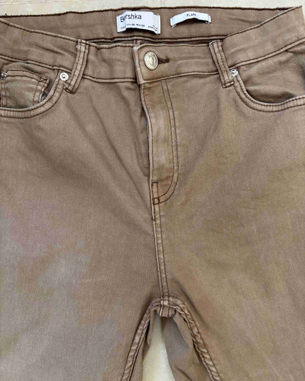 Bershka Flare Brown Denim Jeans - S | Waist: 28"