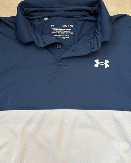 Under Armour Performance Navy, White & Grey Polo Shirt - XS